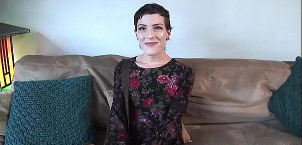  Stunning trans wanks cock on casting couch